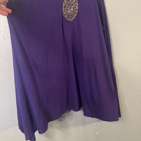 Lane Bryant Purple Tank Top With Silver Beads & Silver Glass Square Beads 18/20 - Picture 3 of 6